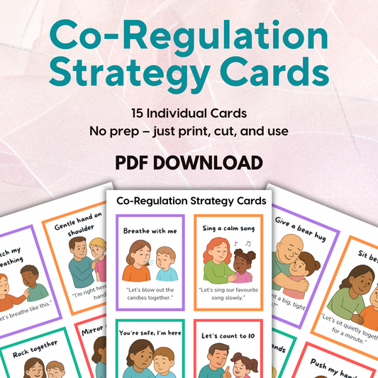 “Printable co-regulation strategy cards to support emotional connection and calming”