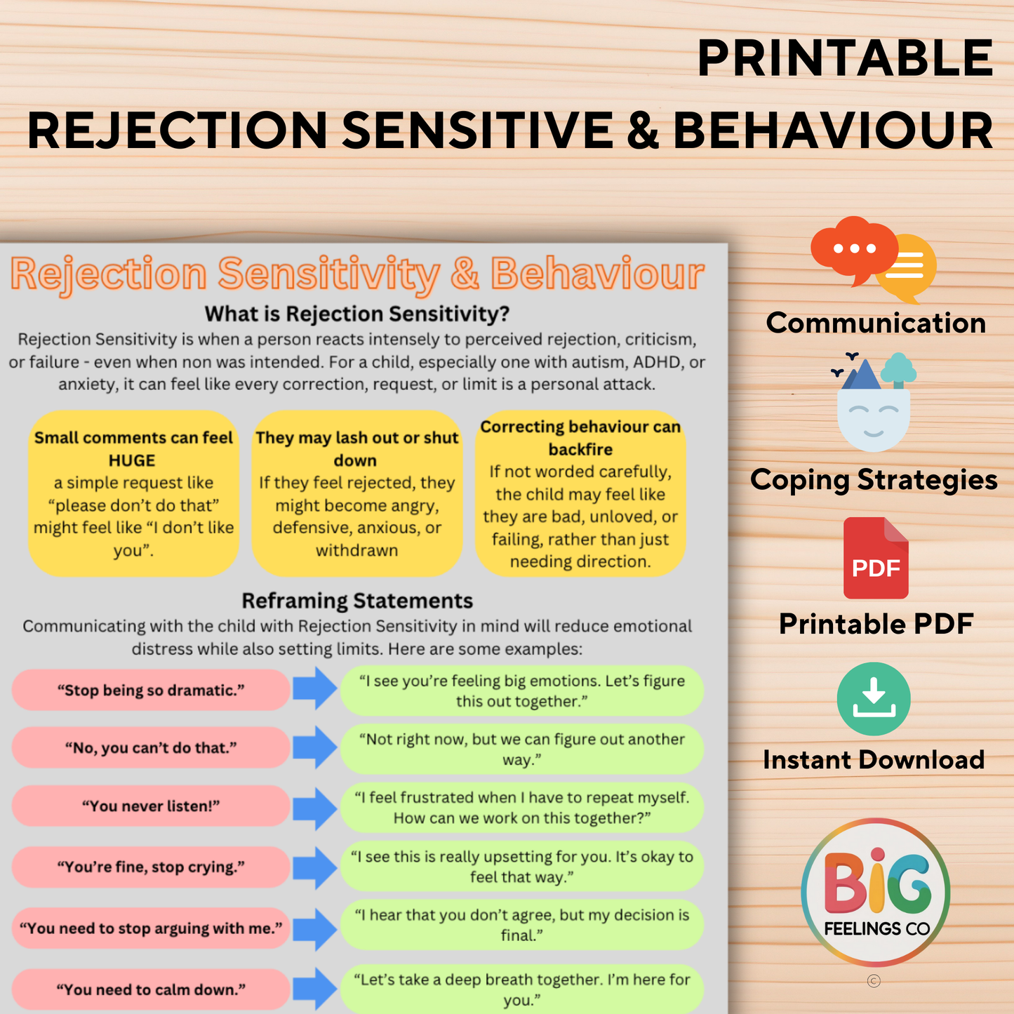 Rejection Sensitivity & Behaviour - Printable Info Sheet
