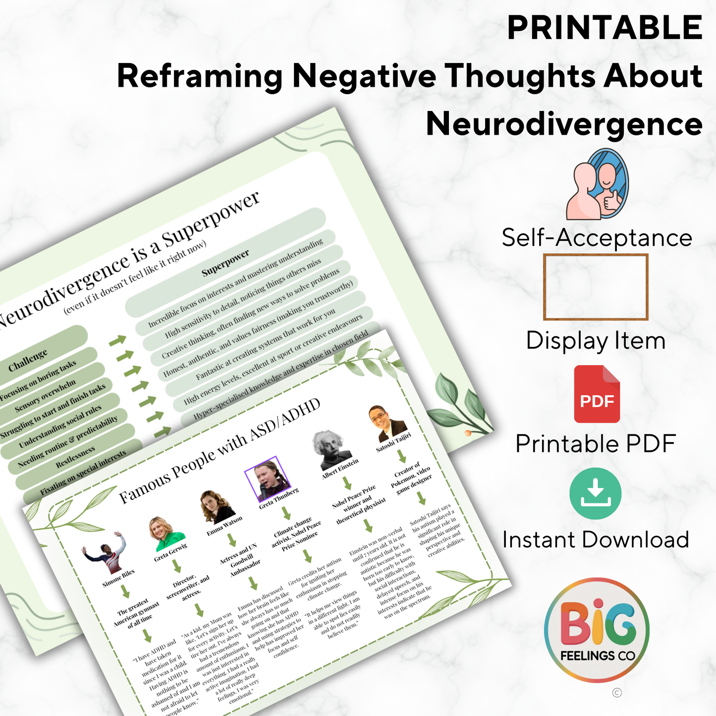 Reframing Negative Thoughts About Neurodivergence – Printable Info Sheet