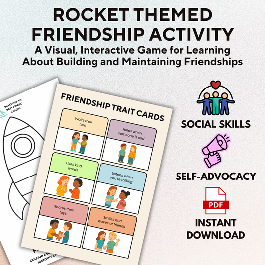 “Interactive PDF activity with friendship trait cards and visual supports”
