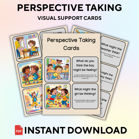“Perspective-taking visual support cards for helping kids identify others' thoughts and feelings”

