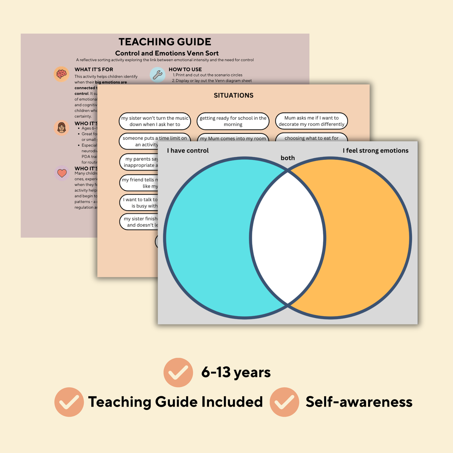 Control and Emotions Venn Sort – Understanding the Link Between Control and Big Feelings